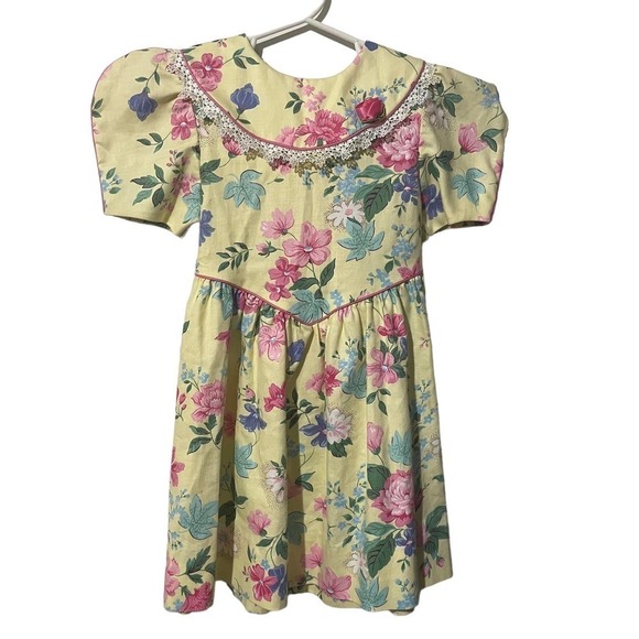 Bryan Yellow Floral Spring Easter Dress w/Bow Tie Around - Picture 1 of 12